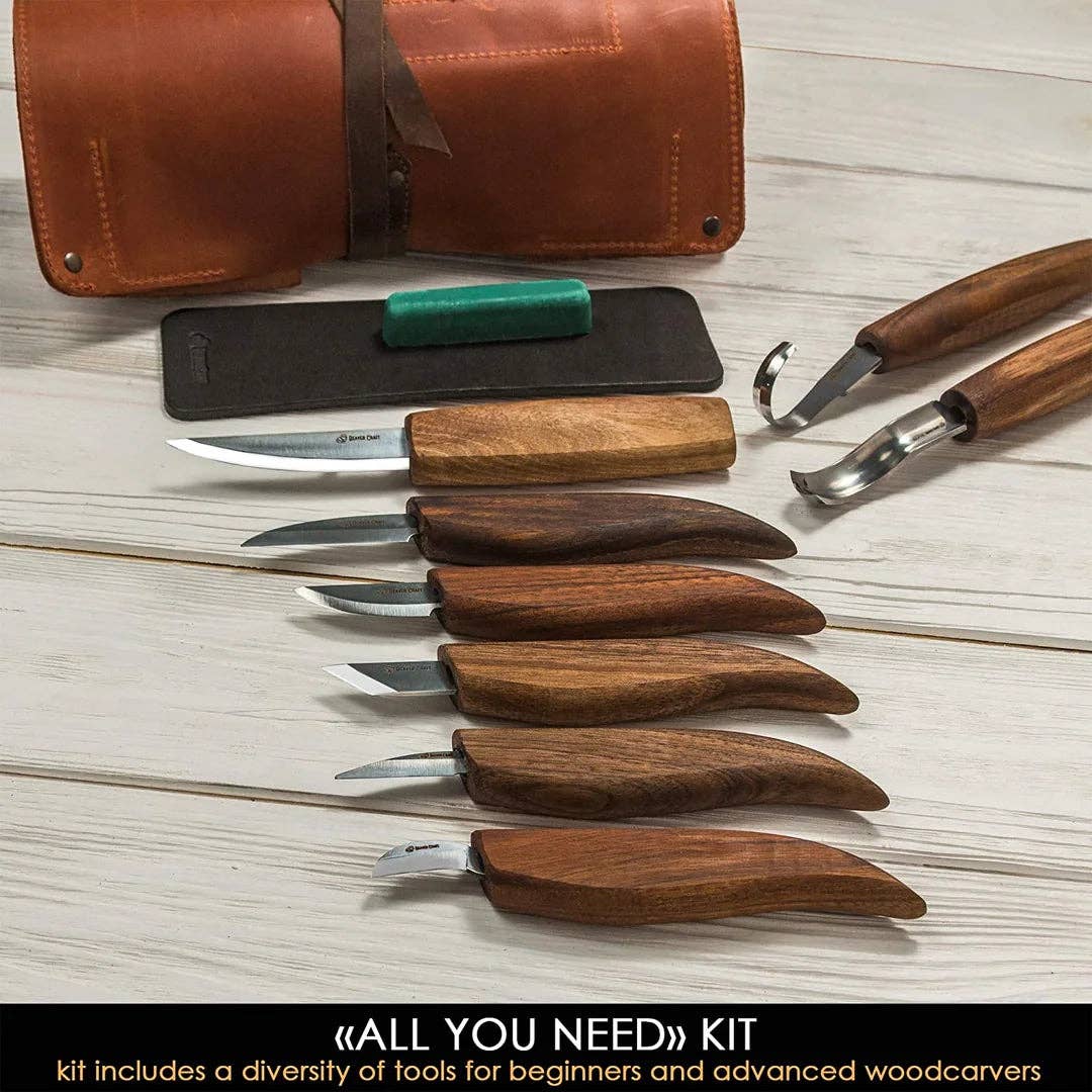 Deluxe Wood Carving Set With Walnut Handles