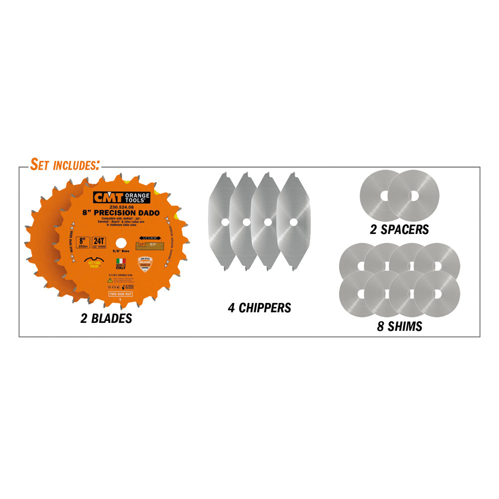 Precision Dado Blade Set | 8"