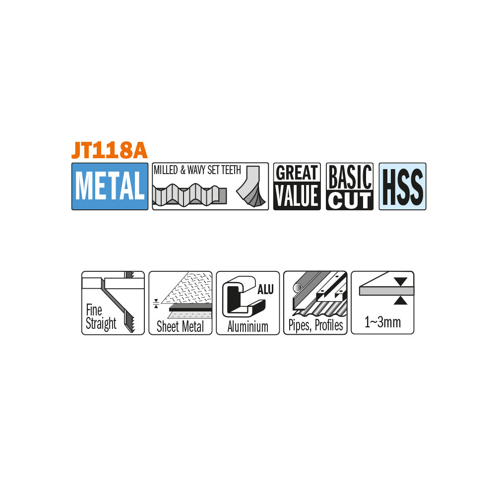 Jig Saw Blades Metal/Fine Straight | 5ct