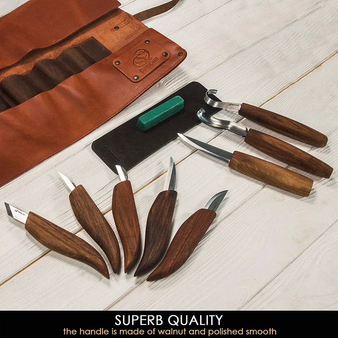 Deluxe Wood Carving Set With Walnut Handles