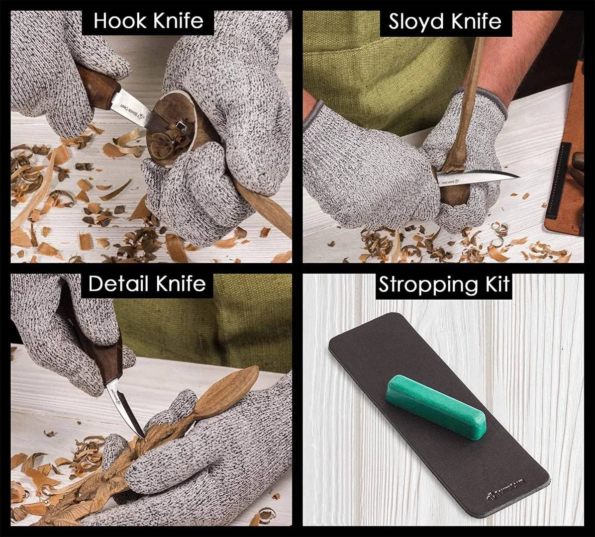 Deluxe Spoon Carving Set With Walnut Handles