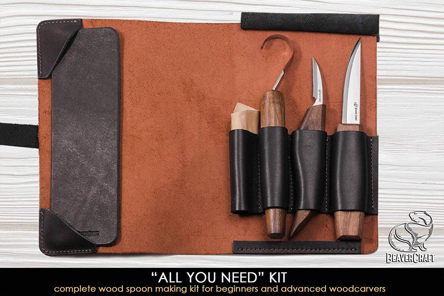 Deluxe Spoon Carving Set With Walnut Handles
