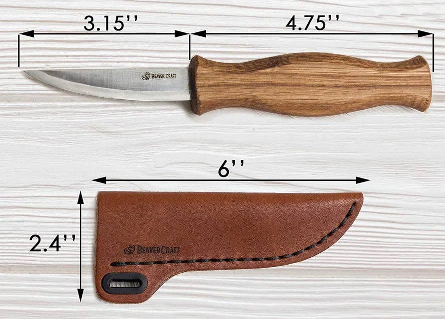 Whittling Knife with Leather Sheath Craft Tool