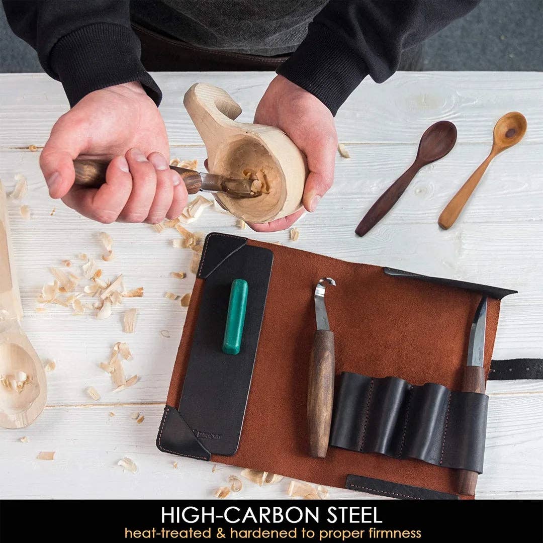 Premium Spoon Carving Set With Walnut Handles