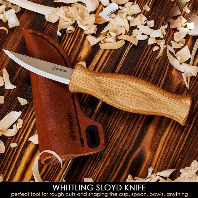 Whittling Knife with Leather Sheath Craft Tool