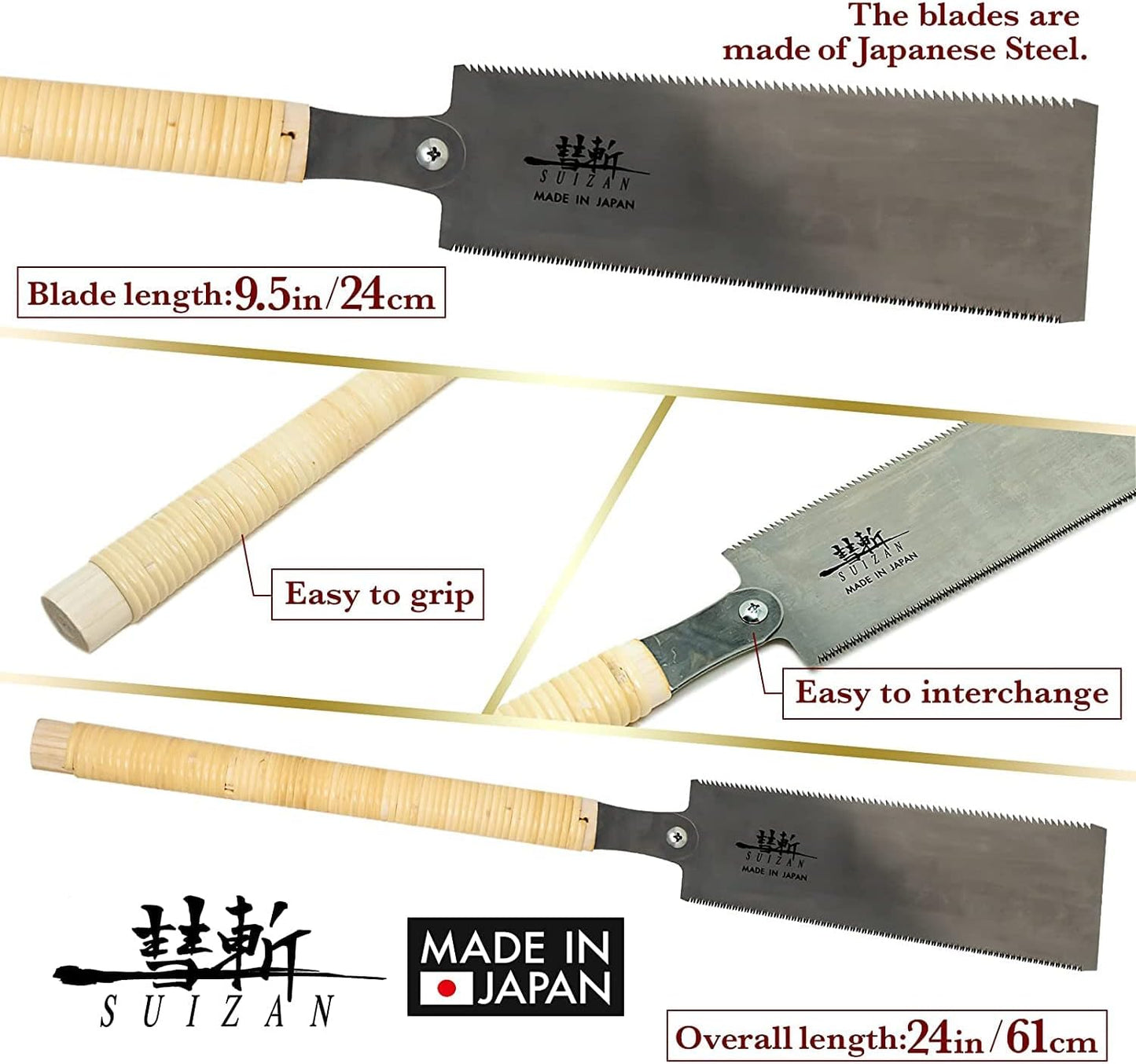 Japanese Pull Saw Hand Saw 9.5 Inch (240mm) Ryoba