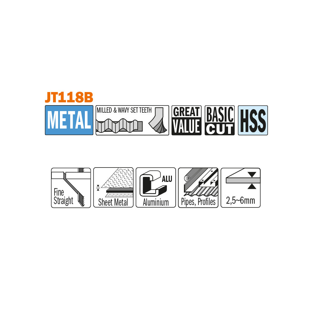 Jig Saw Blades Metal/Fine Straight | 5ct
