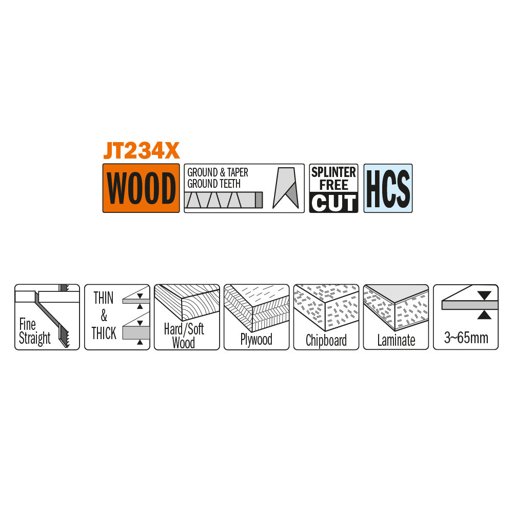 Jig Saw Blades Wood/Thin & Thick | 5ct