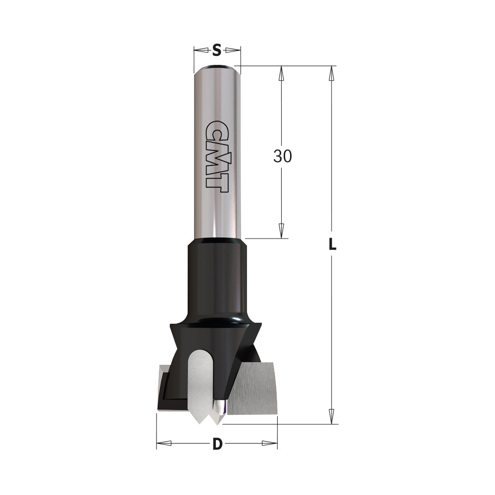 Boring Router Bit with Parallel Shank