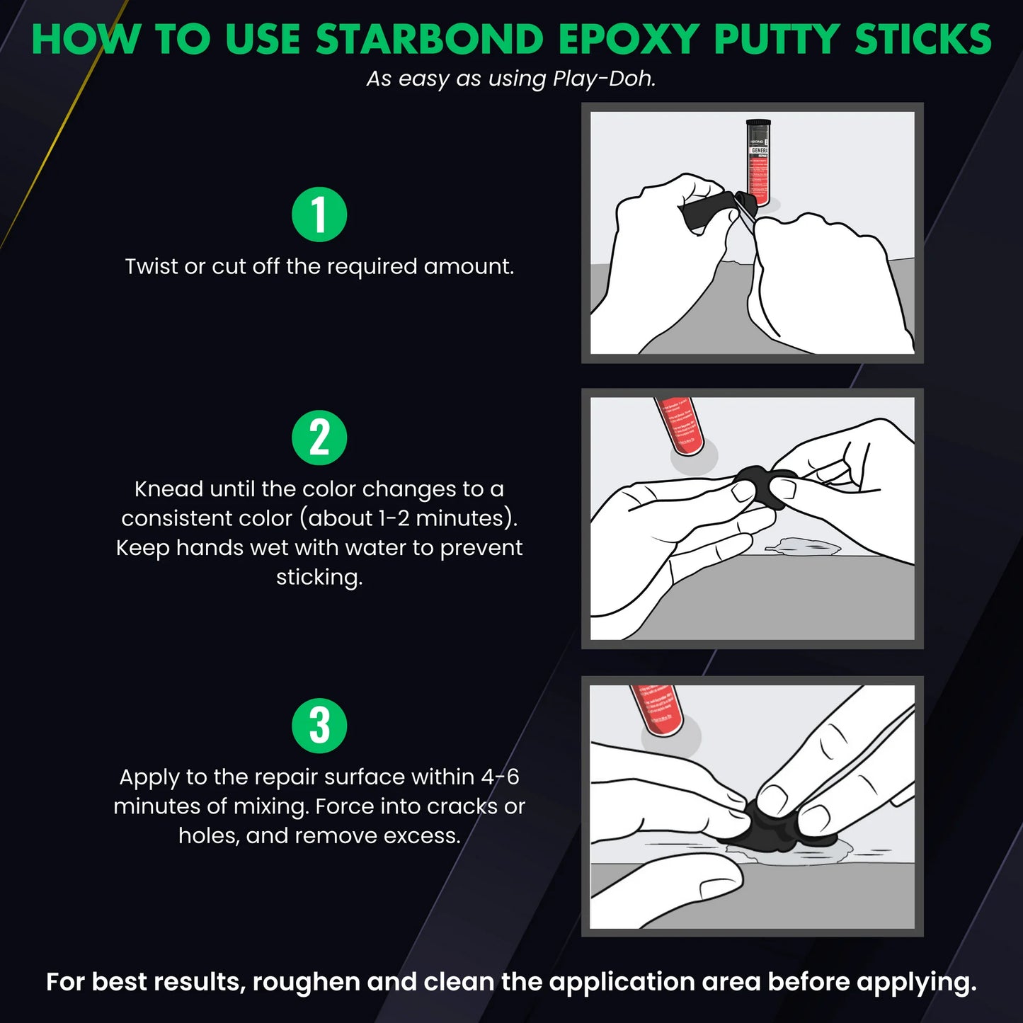 General Purpose Black Epoxy Puddy Stick | 2oz
