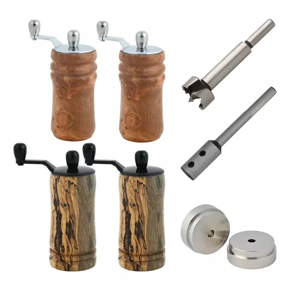 2 Mini Tabletop Salt/Peppermill 3.5in. Kit with EZ Assemble Mechanism Starter Set