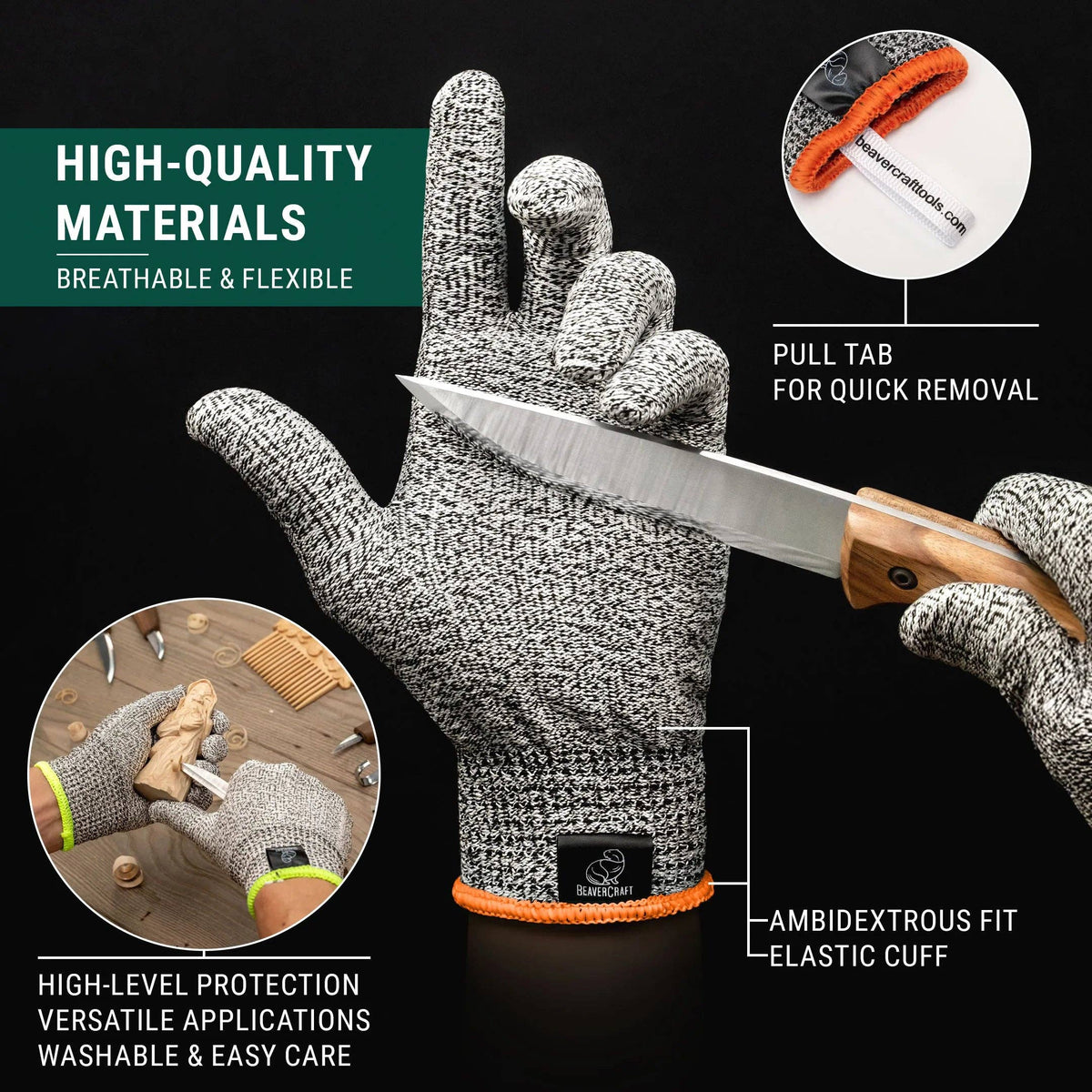 Cut-Resistant Wood Carving Gloves - CRG