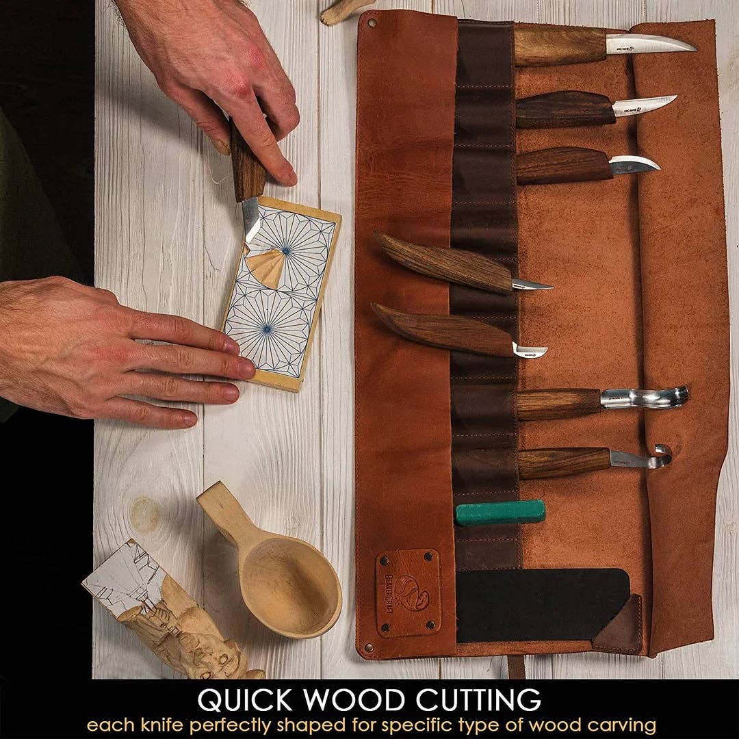 Deluxe Wood Carving Set With Walnut Handles