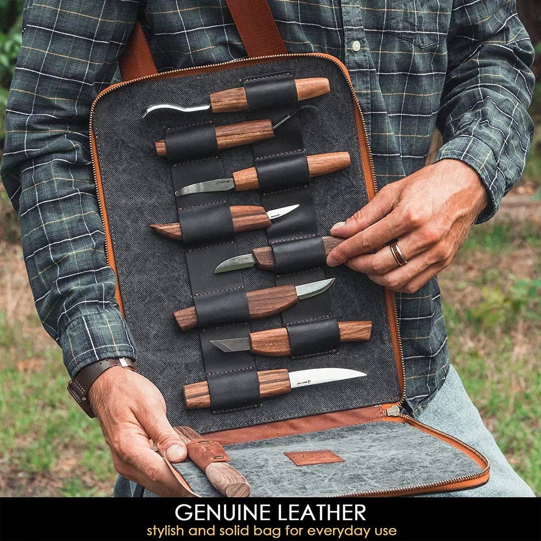 Deluxe Large Wood Carving Set With Walnut Handles