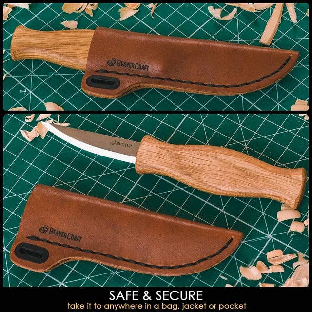 Whittling Knife with Leather Sheath Craft Tool