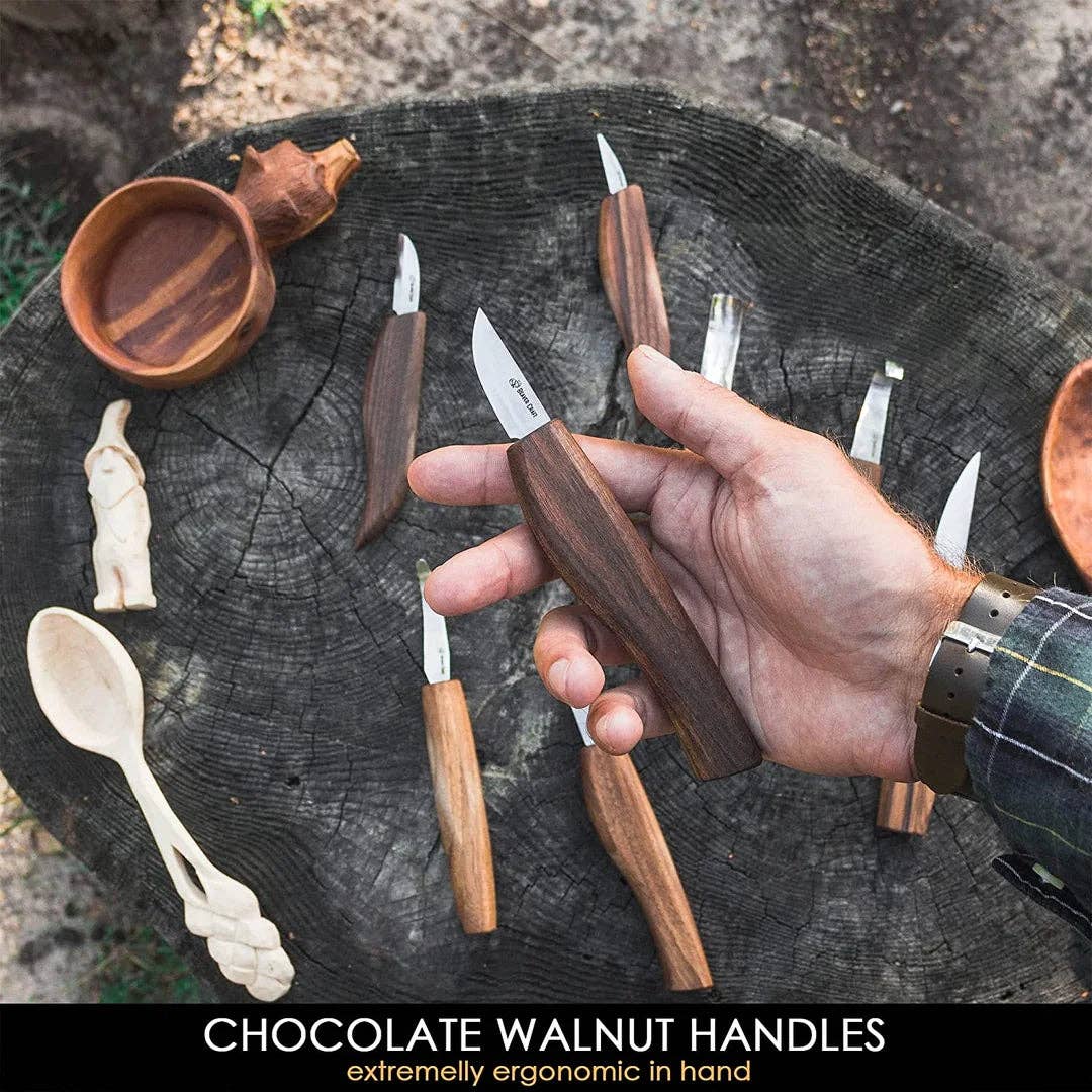 Deluxe Large Wood Carving Set With Walnut Handles