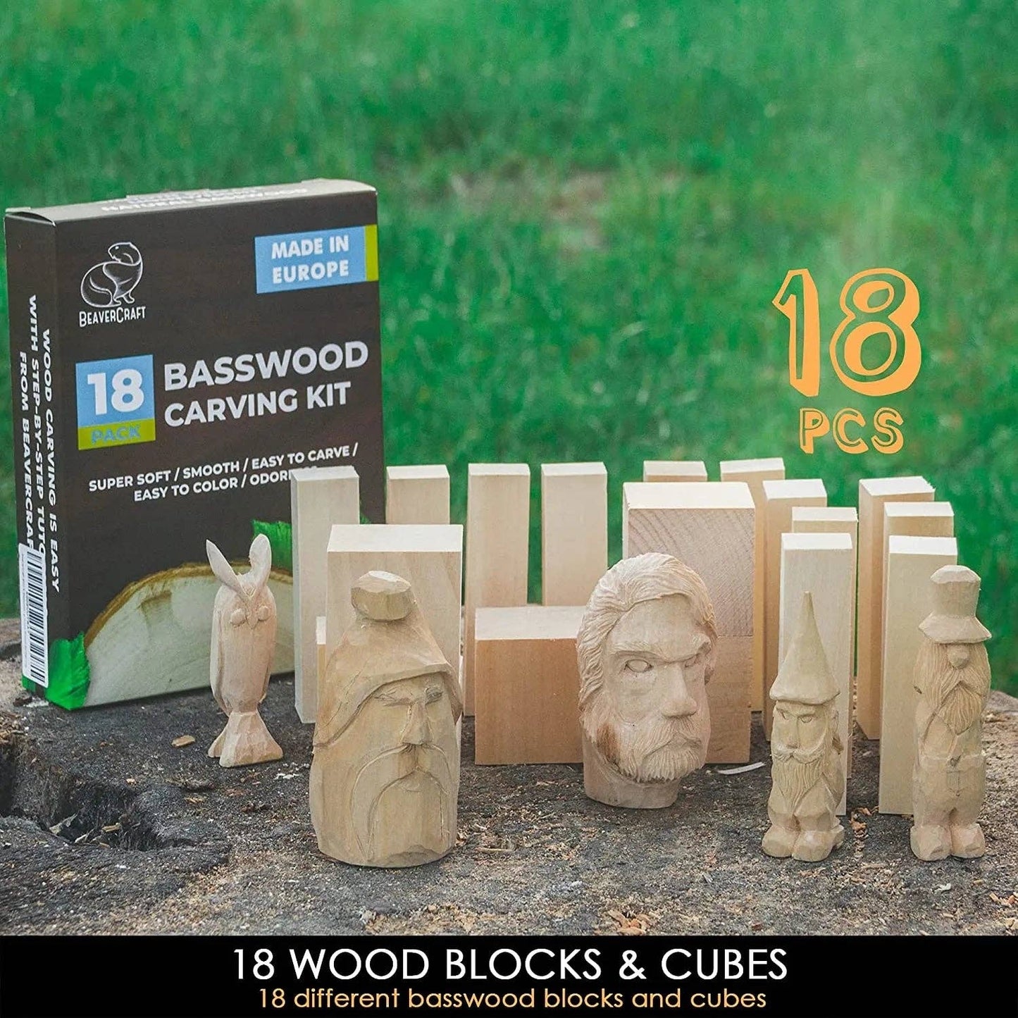 Set of Basswood Carving Blocks 18pcs